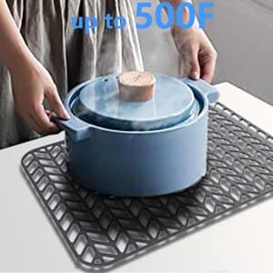 Silicone sink mat protectors for Kitchen12”13”16”18”19”24”26”28”29”.JIUBAR Kitchen Sink Protector Grid for Farmhouse Stainless Steel accessory with Center Drain.(18.2''x 12.5''Grey) JIUBAR