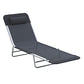 Outsunny Folding Chaise Lounge Pool Chairs, Outdoor Sun Tanning Chairs with Pillow, Reclining Back, Steel Frame & Breathable Mesh for Beach, Yard, Patio, Black ebuys