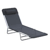 Outsunny Folding Chaise Lounge Pool Chairs, Outdoor Sun Tanning Chairs with Pillow, Reclining Back, Steel Frame & Breathable Mesh for Beach, Yard, Patio, Black