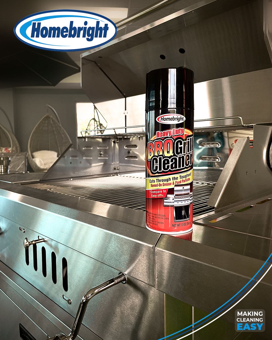 Homebright Bbq Grill Cleaner 13oz. - Enjoy a well-maintained cooking station with the help of this BBQ Grill Cleaner. It is formulated to break down tough burned-on food pieces and eliminate pesky grease buildup - 84960701443 Pie's Variety Store