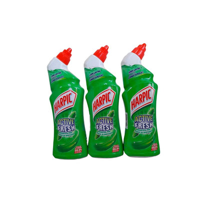 Harpic Active Fresh 3 Units / 750 mL / 25.3 oz toilet cleaner that brings you long-lasting freshness with a refreshing fragrance of fresh mountain pine active-423485