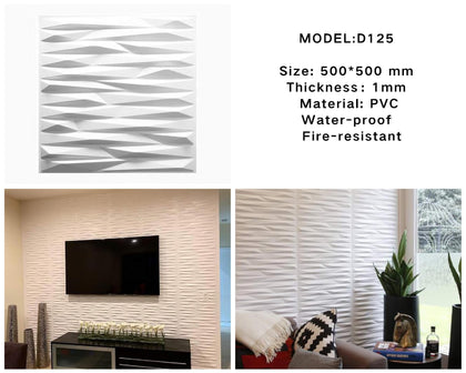 Mega Luxe Paintable 3D Texture PVC Wall Panels (19.7 x 19.7In.) - Decorative, waterproof, flame resistant, sturdy, interior decoration to add both aesthetics and functionality to your home and offices - D125