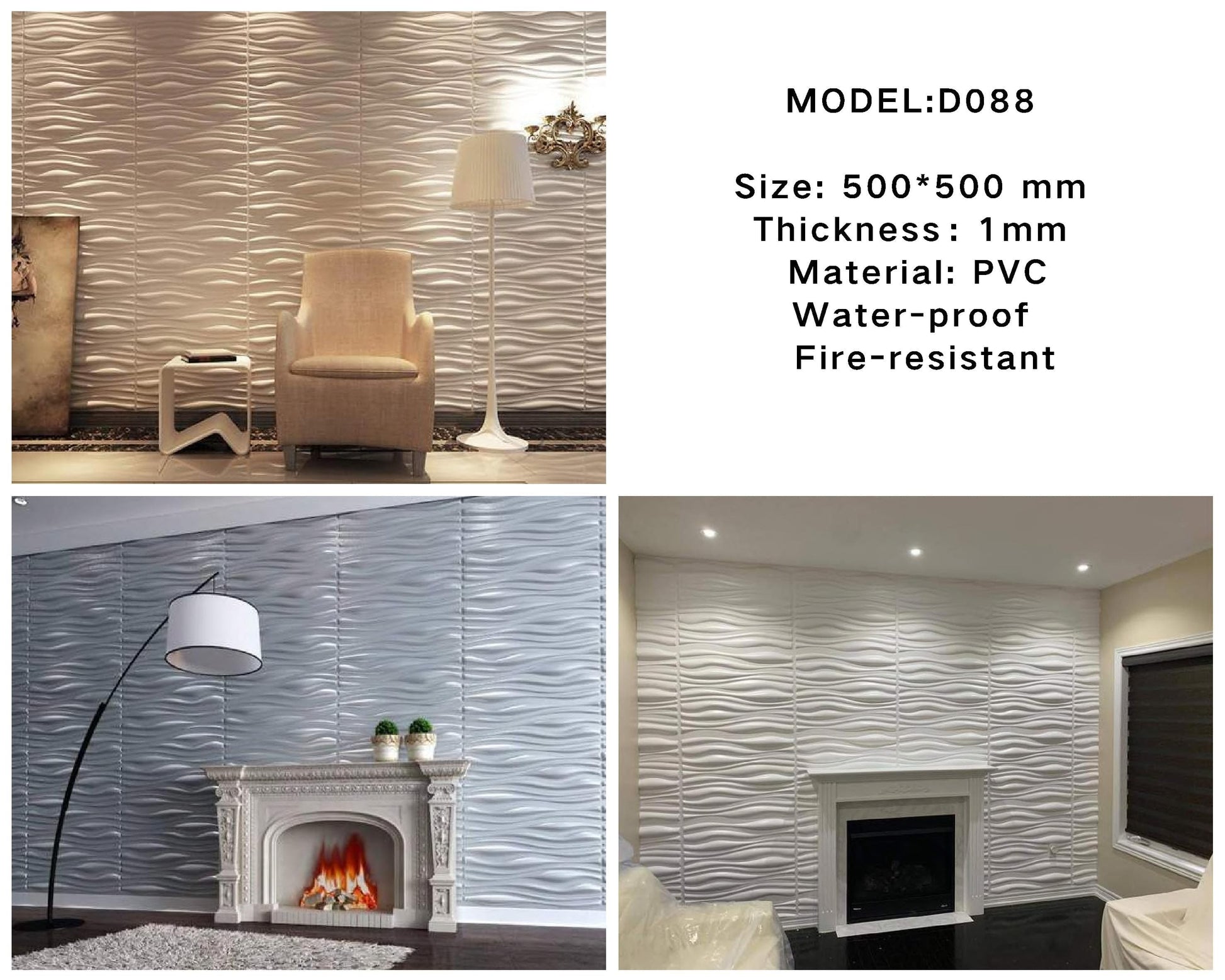 Mega Luxe Paintable 3D Texture PVC Wall Panels (19.7 x 19.7In.) - Decorative, waterproof, flame resistant, sturdy, interior decoration to add both aesthetics and functionality to your home and offices - D088 MEGA LUXE