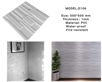 Mega Luxe Paintable 3D Texture PVC Wall Panels (19.7 x 19.7In.) - Decorative, waterproof, flame resistant, sturdy, interior decoration to add both aesthetics and functionality to your home and offices - D106