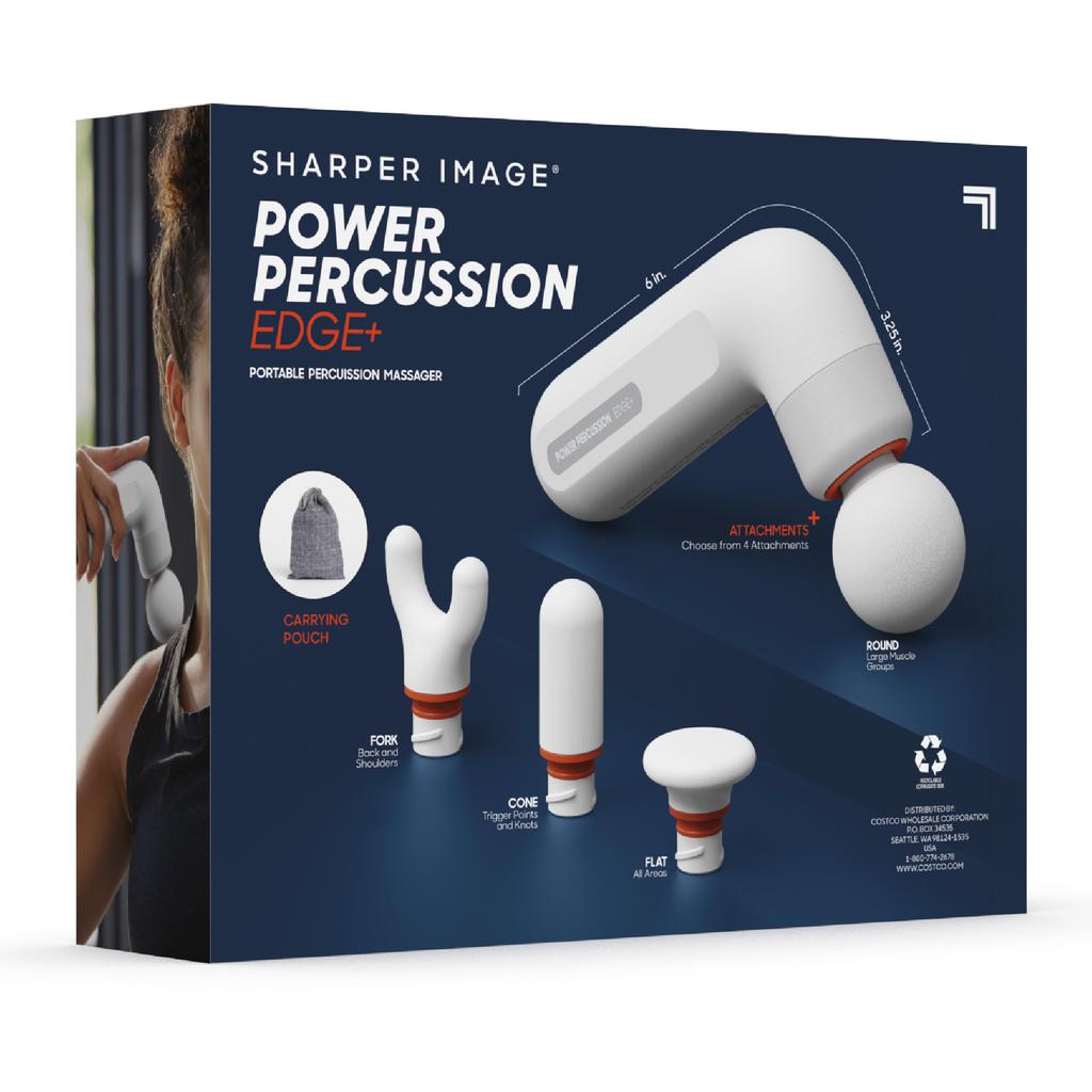 Sharper Image EDGE+ Wireless Percussion Massager Rechargeable USB-C with 4 Speeds-512292