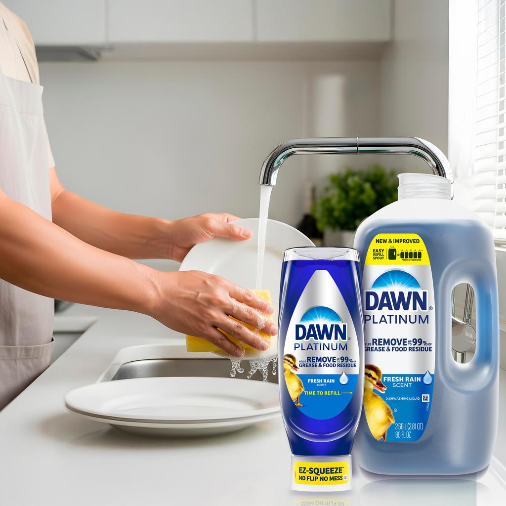Dawn Platinum Dishwashing Liquid Fresh Rain Scent 2.66 L / 90 oz - 514698 ebuystt