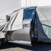 Powerbuilt SUV and Truck Protective Cover. Powerbuilt car cover fits SUVs and trucks. The wear-resistant cover protects your car against rain, UV rays, dirt, and tree sap, among other elements.- 468371