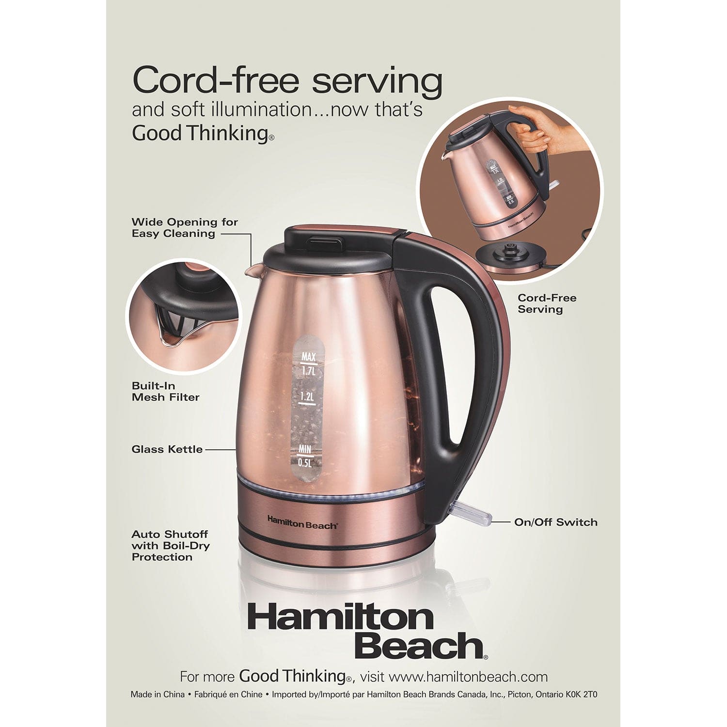 Hamilton beach 1.7 liter hotsell glass kettle