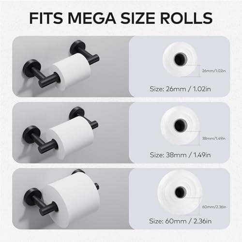 Day Moon™ Matte Black Toilet Paper Holder - Black Toilet Paper Holder Wall Mount - Modern Toilet Paper Roll Holder Black Matte Toilet Paper Holder - Black Bathroom Toilet Paper Holder Day Moon Designs