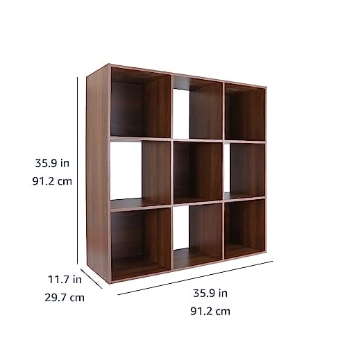 Storage Cube Shelf Organizer, 9 Cubes, Espresso, 11.7"D x 35.9"W x 35.9"H EBUYSTT