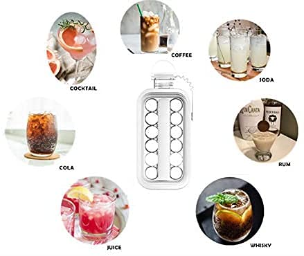 LittleStar Ice Cube Trays 2 in 1 Portable Ice Ball Maker Kettle With 17 Grids Flat Body Lid Cooling Ice Pop/Cube Molds For Hockey,Cocktail,Coffee,Whiskey,Champagne,Beer,Juice,Water (Gray) LittleStar