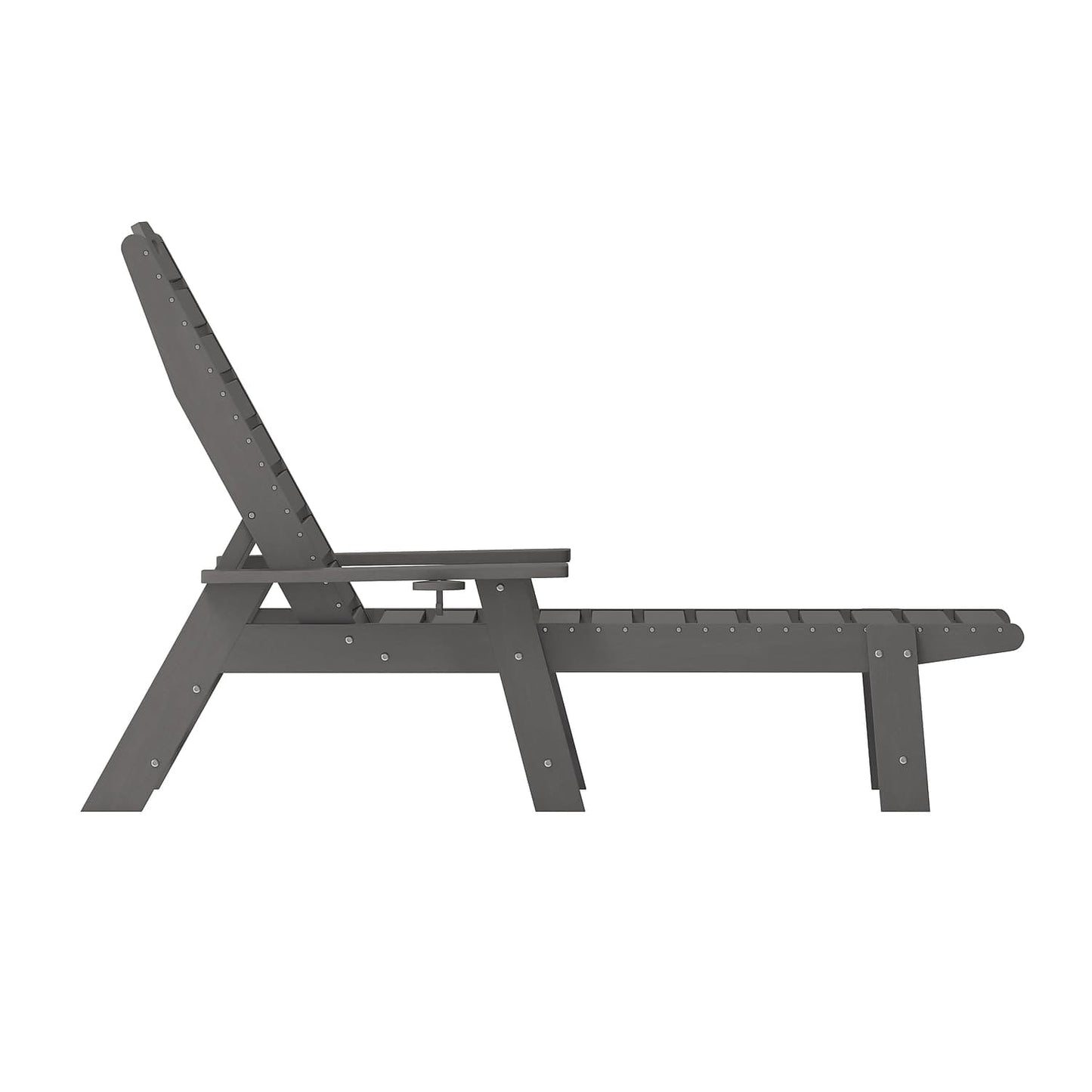 Flash Furniture Monterey Adjustable Adirondack Lounger with Cup Holder- All-Weather Indoor/Outdoor HDPE Lounge Chair, Gray ebuys