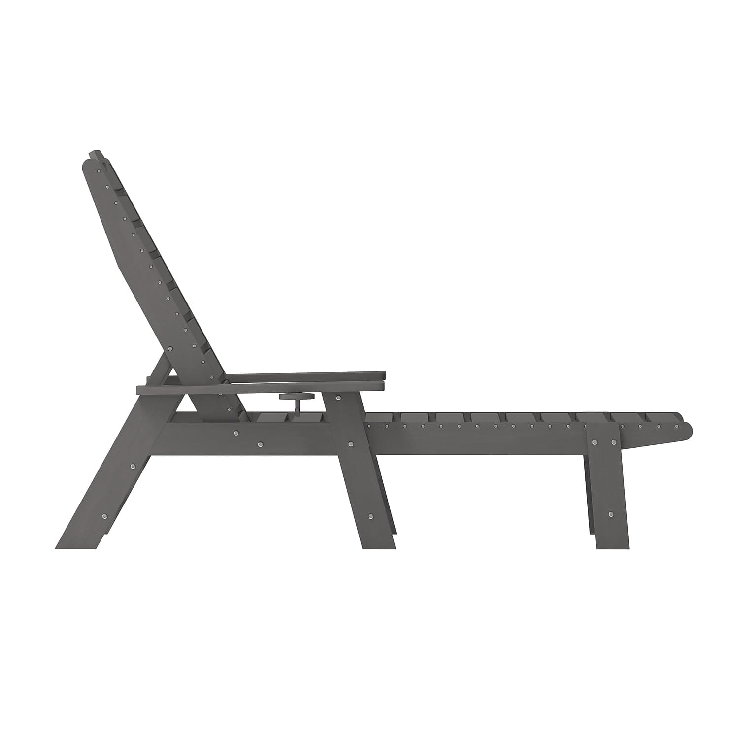 Flash Furniture Monterey Adjustable Adirondack Lounger with Cup Holder- All-Weather Indoor/Outdoor HDPE Lounge Chair, Gray ebuys