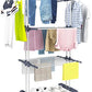 HOMIDEC Clothes Drying Rack, Oversized 4-Tier(67.7" High) Foldable Stainless Steel Drying Rack Clothing, Movable Drying Rack with 4 castors, 24 Drying Poles and 14 Hooks for Bed Linen, Clothing, Grey HOMIDEC