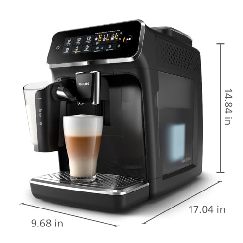 Philips 3200 Series Fully Automatic Espresso Machine, LatteGo Milk Frother, 5 Coffee Varieties, Intuitive Touch Display, 100% Ceramic Grinder, AquaClean Filter, My Coffee Choice, Black (EP3241/54) Philips