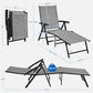 Yaheetech Outdoor Folding Chaise Lounge Set of 2 Patio Reclining Chairs w/Adjustable 7-Position Back for Beach Pool Garden Yard Deck Gray ebuys