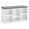 Luxhome White Shoe Rack Bench with Padded Seat and 6 Storage Compartments - 500015