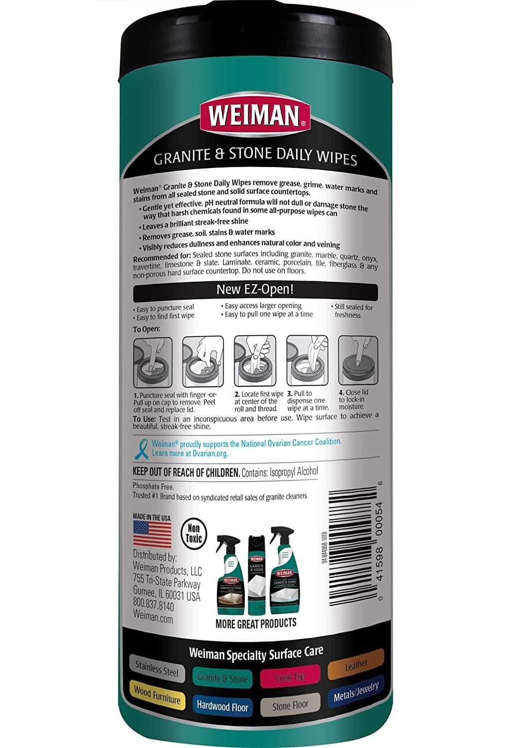 WEIMAN GRANITE & STONE DISINFECTING WIPES 30CT - WGW30 Pie's Variety Store