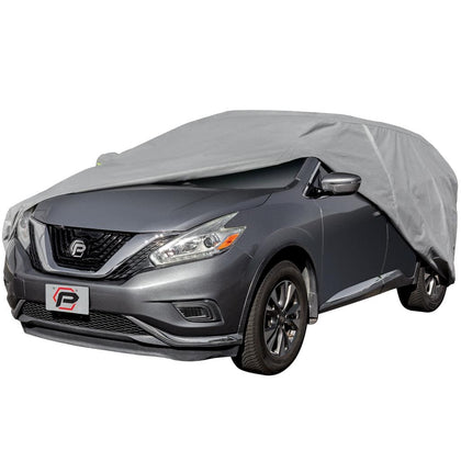 Powerbuilt SUV and Truck Protective Cover. Powerbuilt car cover fits SUVs and trucks. The wear-resistant cover protects your car against rain, UV rays, dirt, and tree sap, among other elements.- 468371