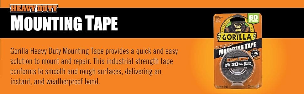 Gorilla Heavy Duty Double Sided Mounting Tape, 1-Pack, Black- 6055002 MEGA