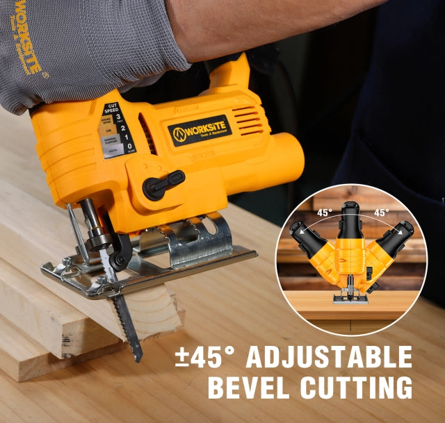 WORKSITE Corded Jig Saw 650W Electric Power Variable Speed 3000RPM Handheld Woodworking Cutting Wood Jig Saws-JS283-110V Worksite Power Tools