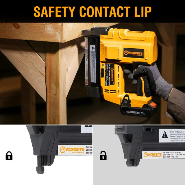 WORKSITE 2-In-1 Brad Nailer Stapler 18 Gauge Battery Powered Portable Nail Gun Compatible with 3/4 Inches~2Inches Nails and 3/4 Inches~1-9/16 inches Staples- CNT116 Worksite Power Tools