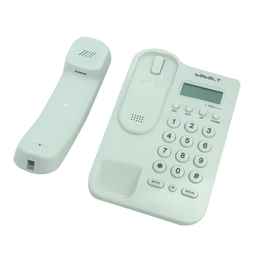 Corded Basic Landline Phone, TelPal FSK/DTMF Simple Caller ID Telephone with LCD Incoming Call Number Display, Small Desk/Wall Mountable Analog Phone for Home Office (White) TelPal