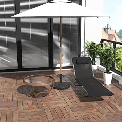 Outsunny Folding Chaise Lounge Pool Chairs, Outdoor Sun Tanning Chairs with Pillow, Reclining Back, Steel Frame & Breathable Mesh for Beach, Yard, Patio, Black ebuys