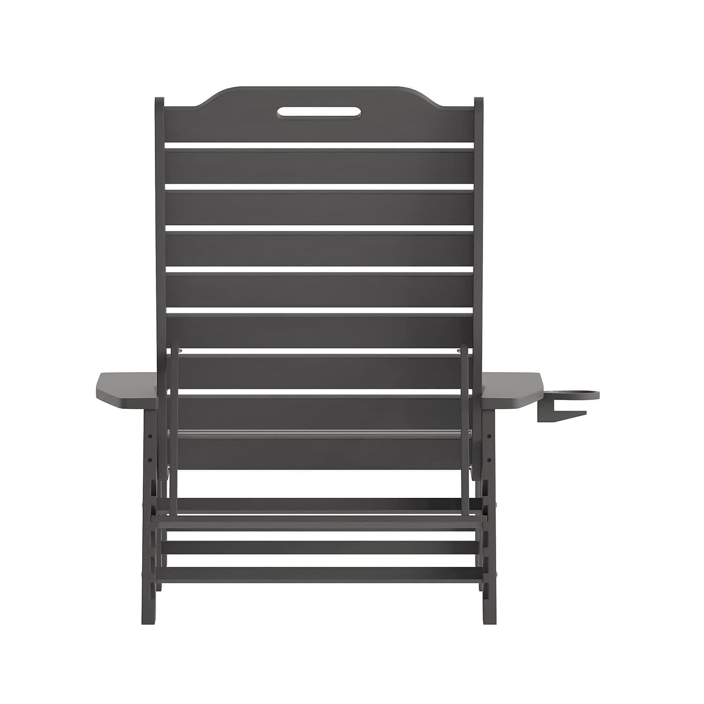 Flash Furniture Monterey Adjustable Adirondack Lounger with Cup Holder- All-Weather Indoor/Outdoor HDPE Lounge Chair, Gray ebuys