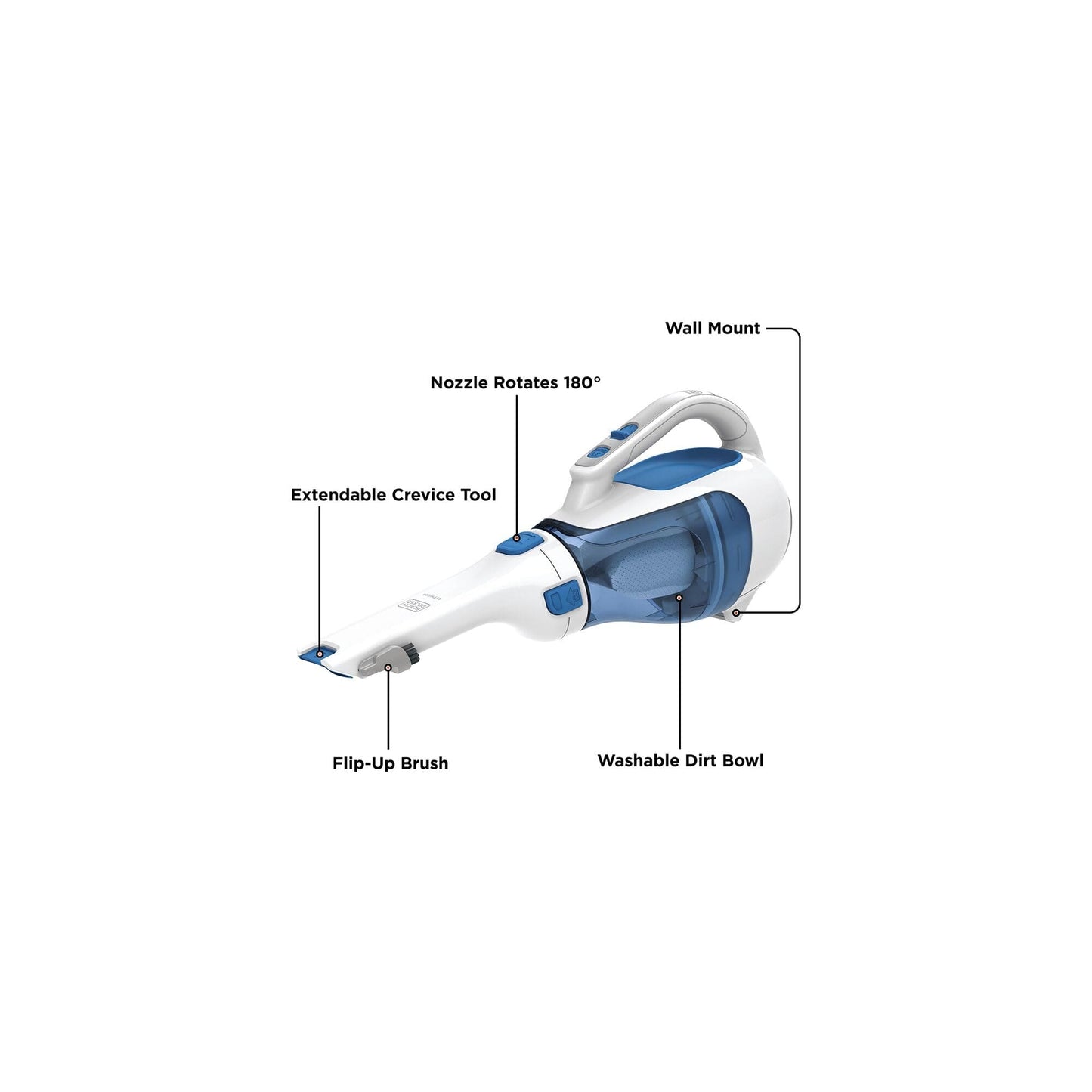 BLACK+DECKER dustbuster Handheld Vacuum, Cordless 10.8V, with Rotating and Extendable Nozzle (HHVI320JR02) BLACK+DECKER