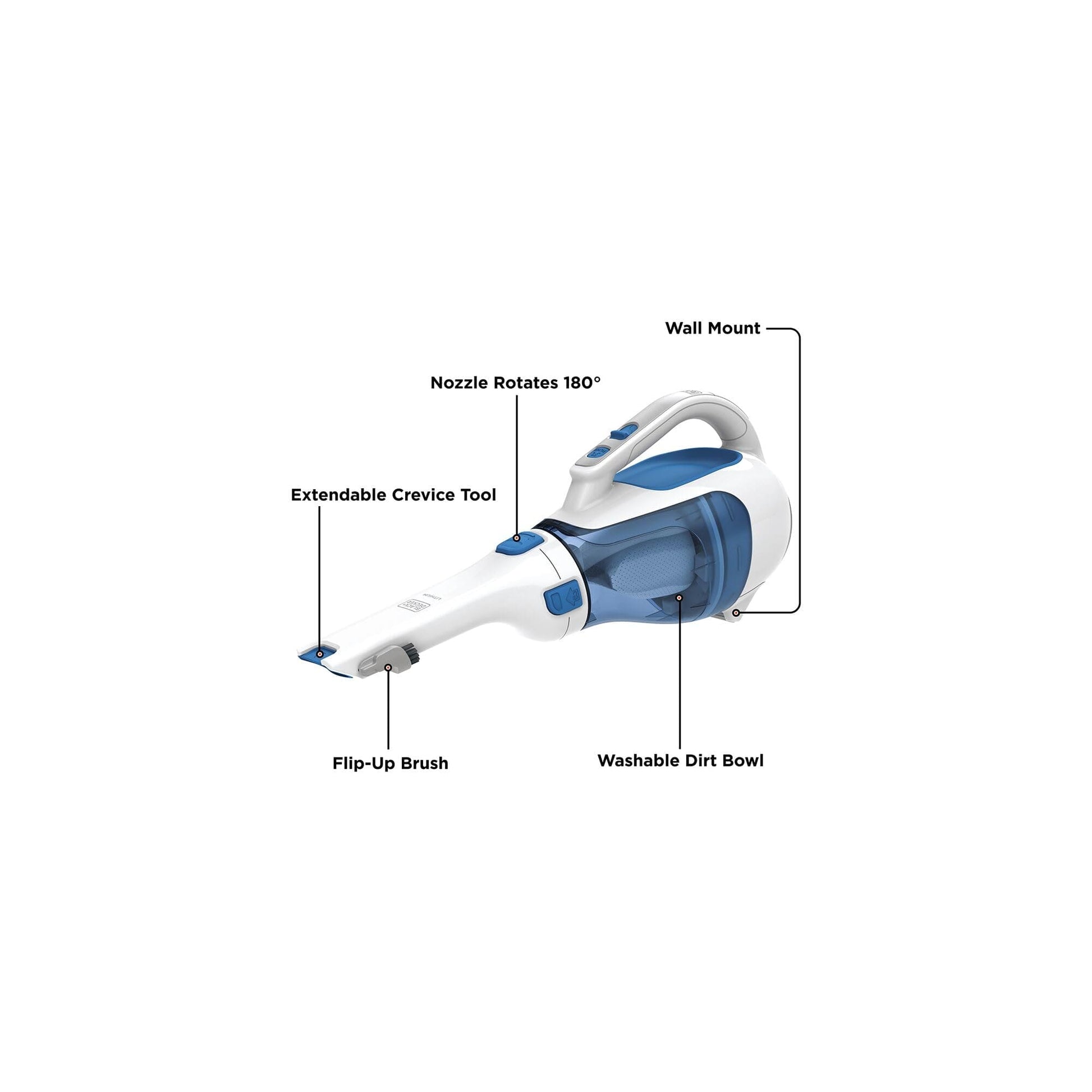BLACK+DECKER dustbuster Handheld Vacuum, Cordless 10.8V, with Rotating and Extendable Nozzle (HHVI320JR02) BLACK+DECKER