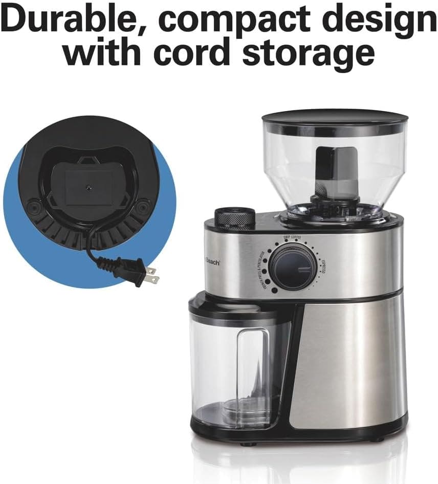 HAMILTON BEACH 80385 FLAT BURR COFFEE GRINDER - HTBQM80385 Pie's Variety Store