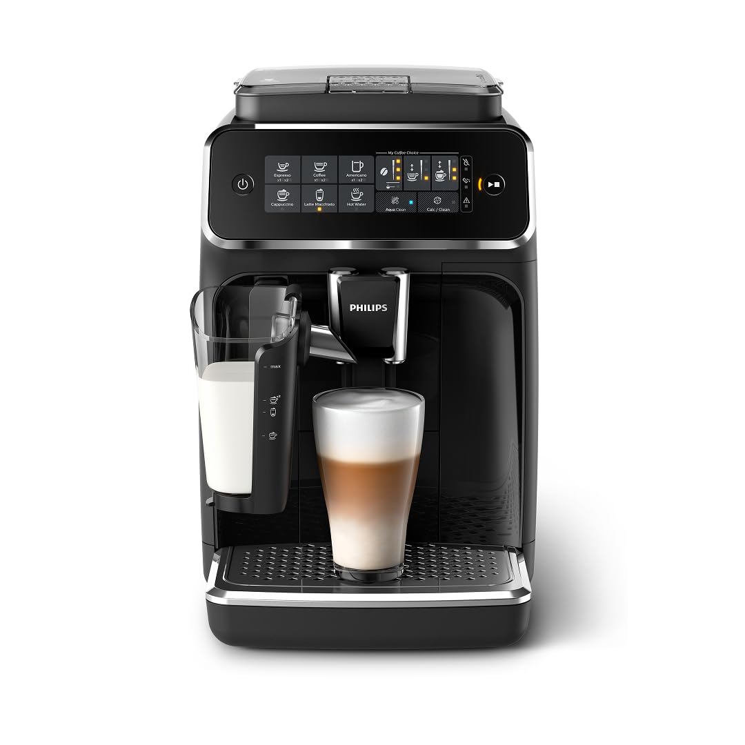 Philips 3200 Series Fully Automatic Espresso Machine, LatteGo Milk Frother, 5 Coffee Varieties, Intuitive Touch Display, 100% Ceramic Grinder, AquaClean Filter, My Coffee Choice, Black (EP3241/54) Philips