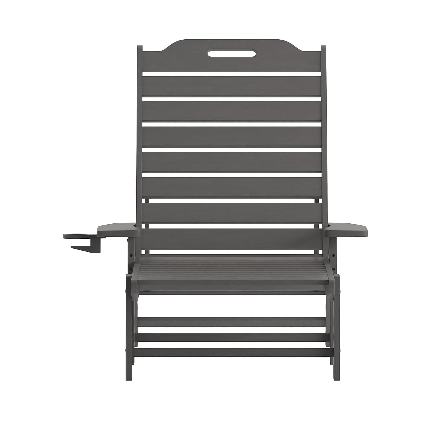 Flash Furniture Monterey Adjustable Adirondack Lounger with Cup Holder- All-Weather Indoor/Outdoor HDPE Lounge Chair, Gray ebuys