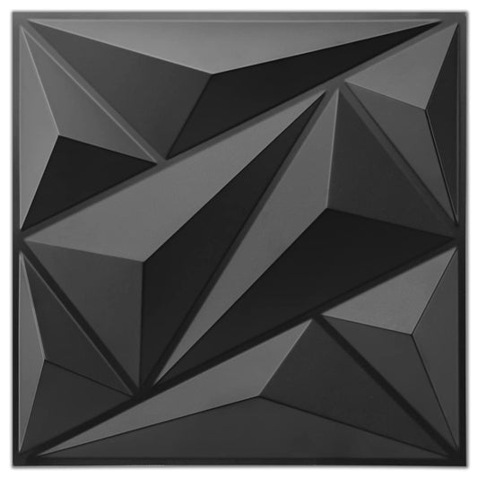 Art3dwallpanels 33 Pack 3D Wall Panel Diamond for Interior Wall Décor, PVC Flower Textured Wall Panels for Living Room Lobby Bedroom Hotel Office, Black, 12''x12'' Cover 32.Sq.Ft. Art3dwallpanels