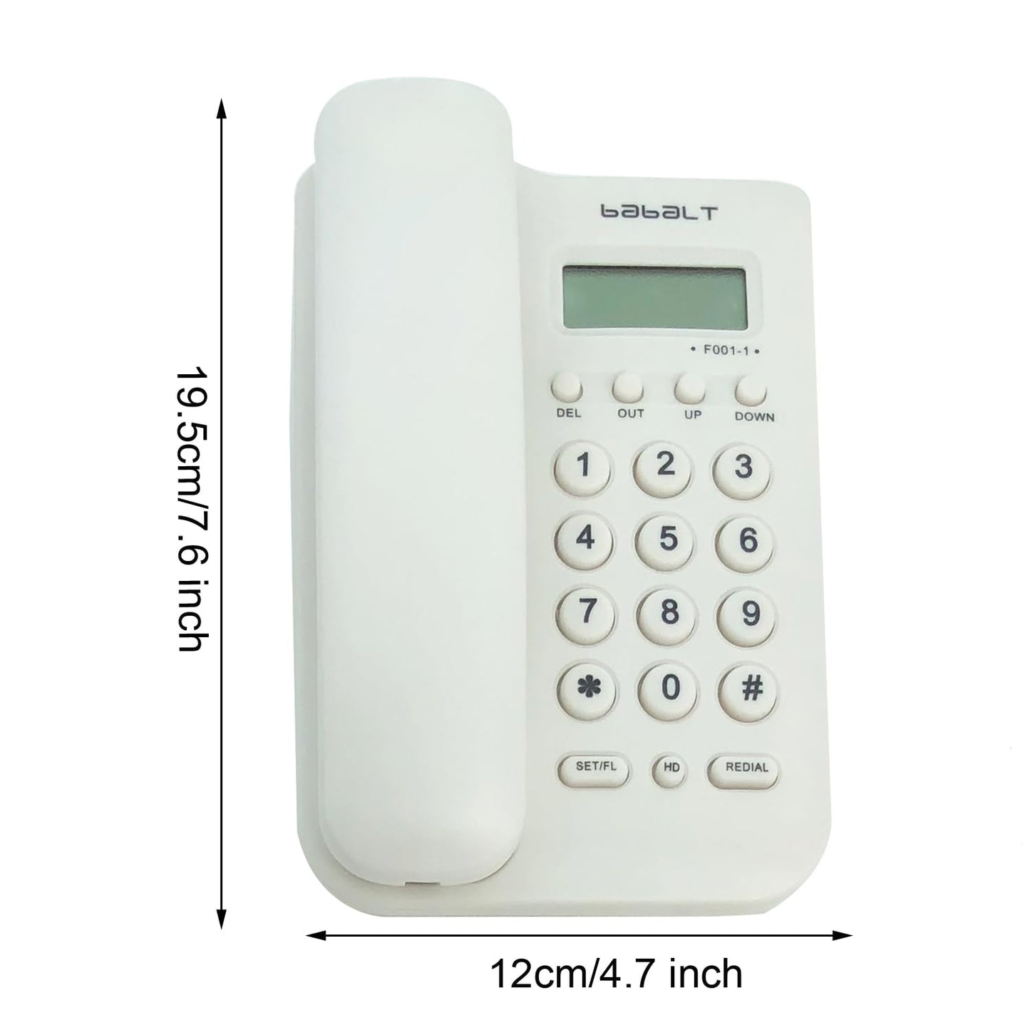 Corded Basic Landline Phone, TelPal FSK/DTMF Simple Caller ID Telephone with LCD Incoming Call Number Display, Small Desk/Wall Mountable Analog Phone for Home Office (White) TelPal