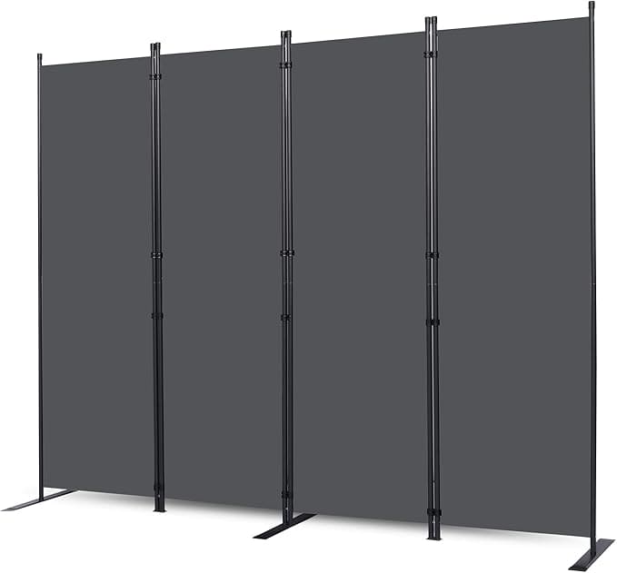 Wall Divider, 4 Panel Room dividers and Folding Privacy Screens with Wider Support Feet, 6 Ft Portable Privacy Screen for Room Separator, 88" W X 71" H, Grey ebuystt