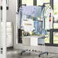 HOMIDEC Clothes Drying Rack, Oversized 4-Tier(67.7" High) Foldable Stainless Steel Drying Rack Clothing, Movable Drying Rack with 4 castors, 24 Drying Poles and 14 Hooks for Bed Linen, Clothing, Grey HOMIDEC
