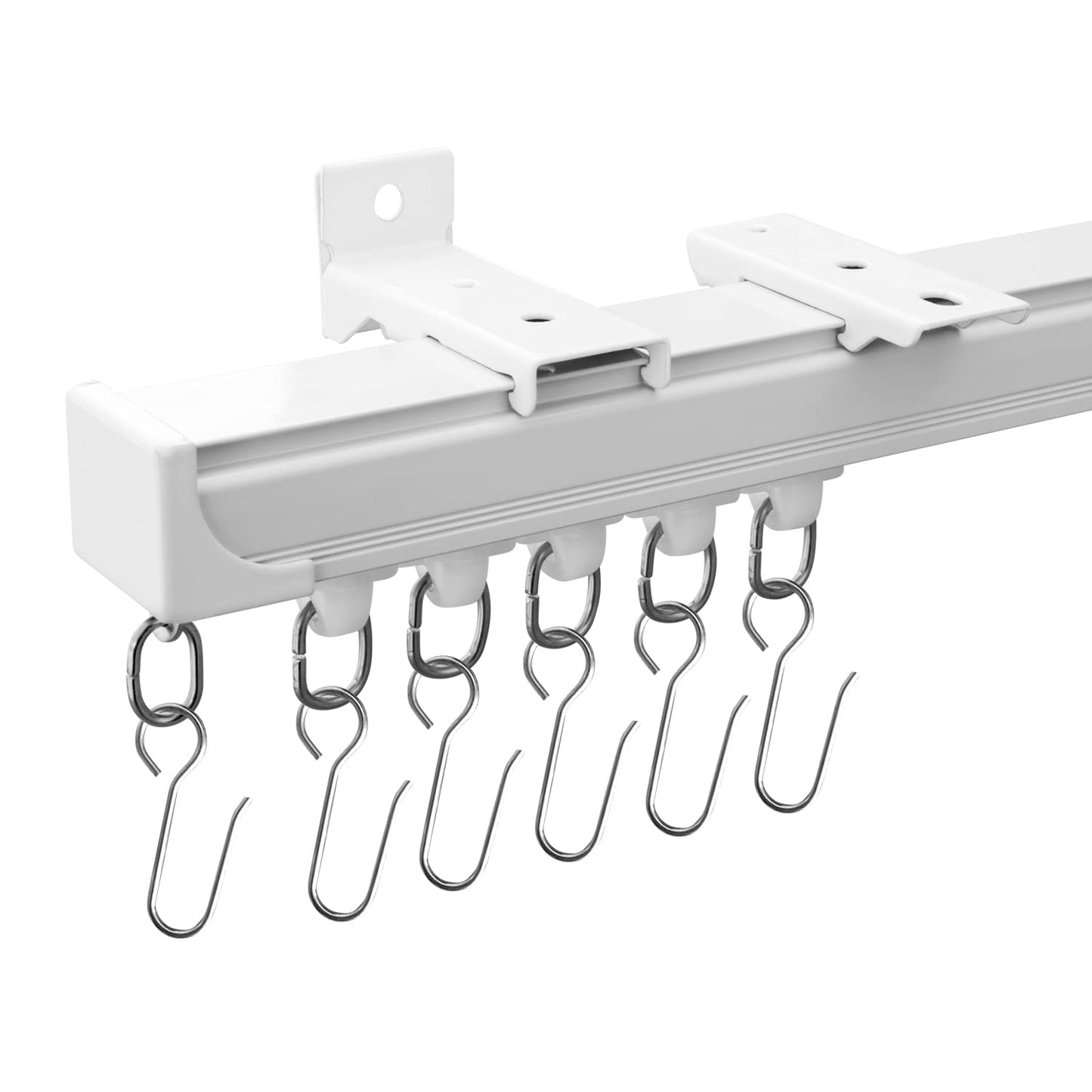 MaKefeile Ceiling Curtain Tracks 9FT,Curtain Track Wall Mount,Ceiling Mounted Sliding Door Curtains Rails Outdoor Extra Long Curtains Rod Room Divider Track for Living Bedroom with Hooks,White MaKefeile