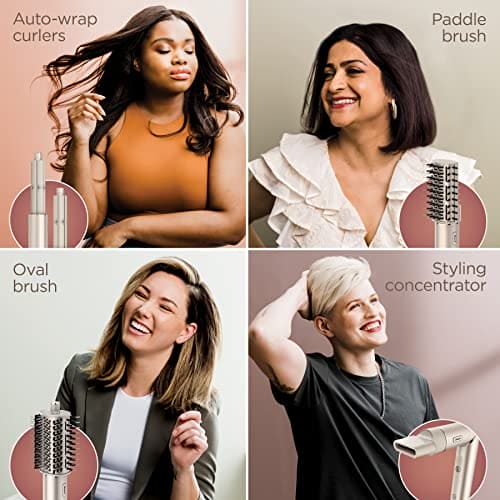 Shark HD430 FlexStyle Air Styling & Drying System, Powerful Hair Dryer Brush & Multi-Styler with Auto-Wrap Curlers, Paddle Brush, Oval Brush, Concentrator Attachment, Stone Shark