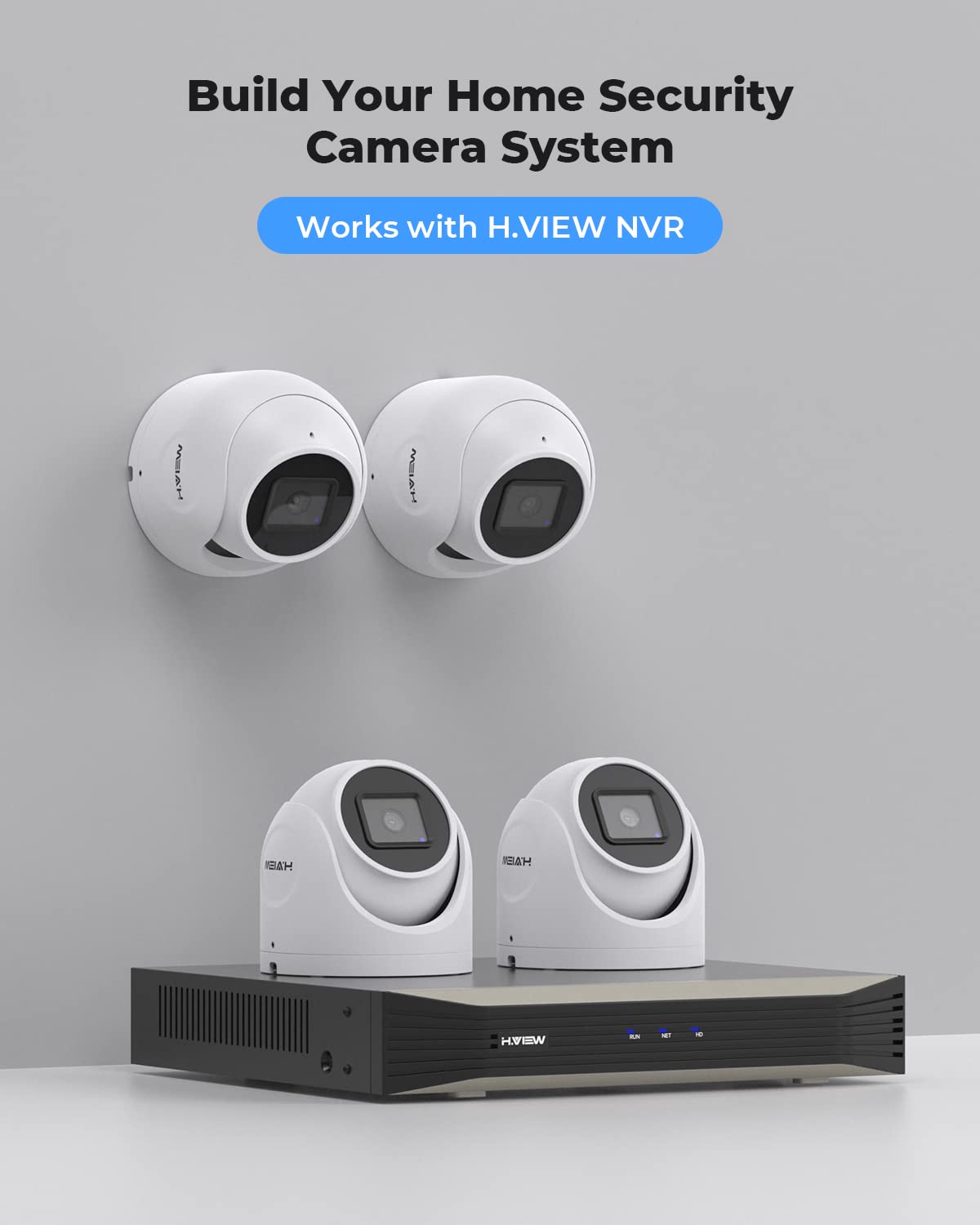 (Hikvision Compatible) H.VIEW 5MP Outdoor POE Camera Dome Turret IP Security Camera, 100ft IR Night Vision, 2.8mm Fixed lens, H.265+ IP PoE Outdoor Camera, RTSP,RTMP WDR,Support SD Card H.VIEW