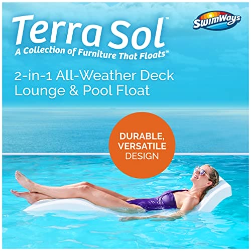 SwimWays Terra Sol Sonoma 2-in-1 Adult Pool Floats & Patio Lounge Chair, Durable Beach Chair & Outdoor Chaise Lounge, White ebuys