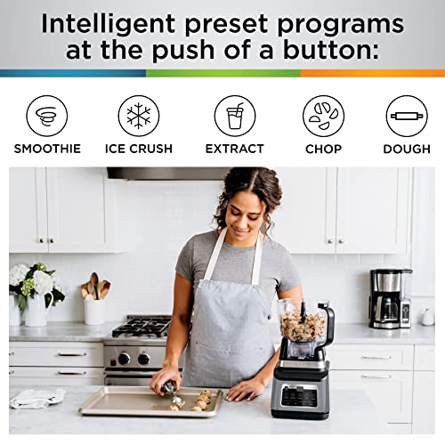 Ninja BN801 Professional Plus Kitchen System, 1400 WP, 5 Functions for Smoothies, Chopping, Dough & More with Auto IQ, 72-oz.* Blender Pitcher, 64-oz. Processor Bowl, (2) 24-oz. To-Go Cups, Grey Ninja