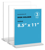 newnewshow 8.5x11 Acrylic Sign Holder 3 Pack Vertical Double-Sided Display (Optional 8.5x11 8.5x5.5 5x7 Horizontal and Vertical) newnewshow