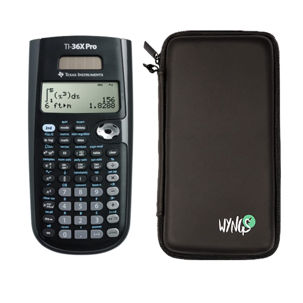 TI 36 X Pro Engineering Scientific Calculator + WYNGS Protective Case Black WYNGS