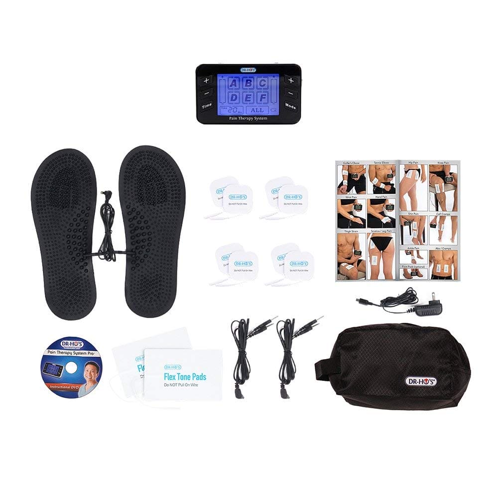 DR-HO'S ® Pain Therapy System Pro Essential Package TENS Machine Unit (Black)- 8 Small Pads, 2 Large Pads, 1 Pair of Travel Foot Therapy Pads, Travel Bag, Instructional DVD & Manual Dr Ho's