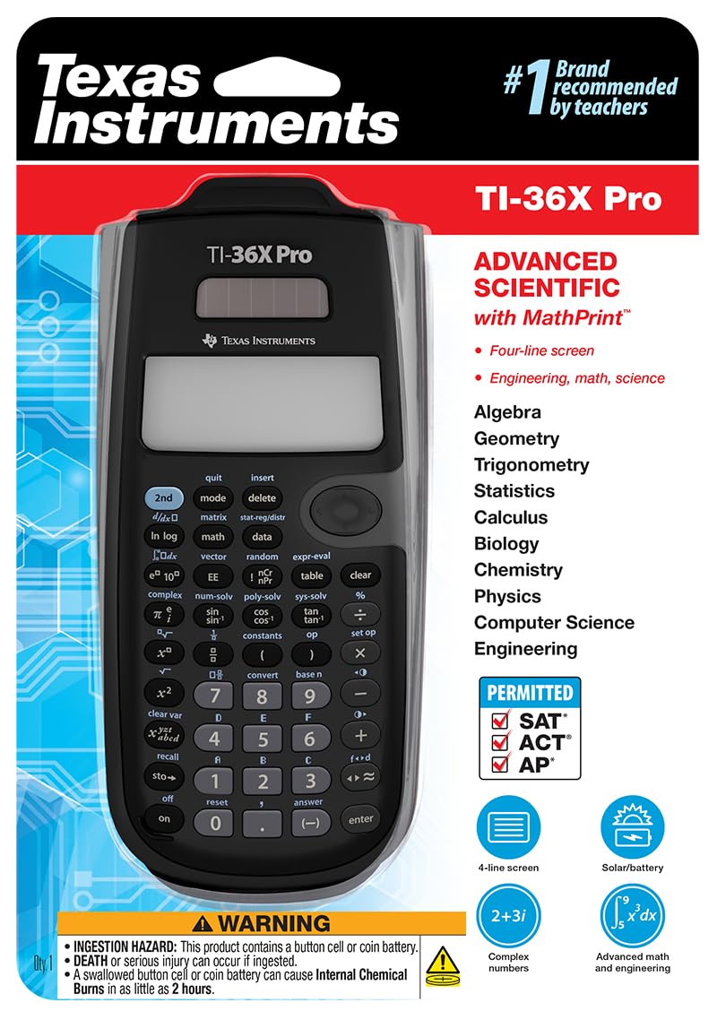 Texas Instruments TI-36X Pro Engineering/Scientific Calculator | 9.7 Inch | Black.