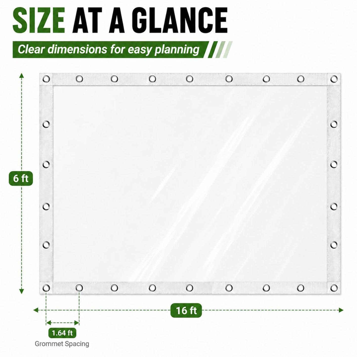 Clear Vinyl Enclosure Tarp, 12 Mil Waterproof with Grommets, 6 x 16 FT vensovo