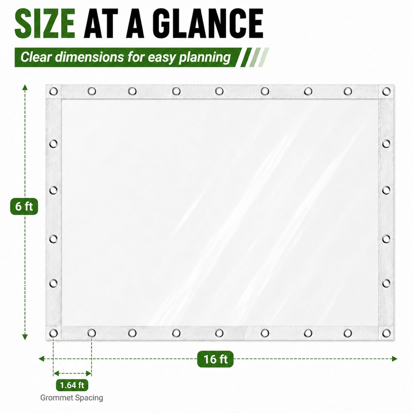 Clear Vinyl Enclosure Tarp, 12 Mil Waterproof with Grommets, 6 x 16 FT vensovo