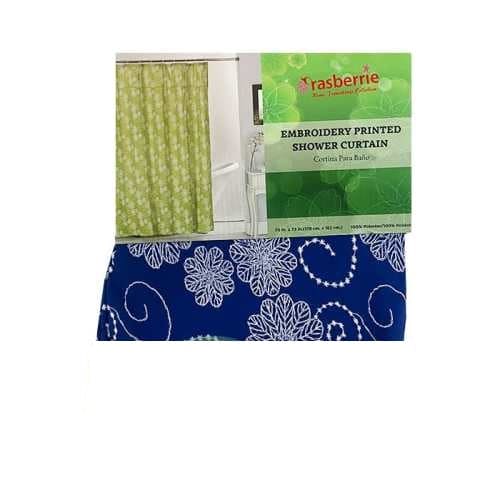 Rasberrie Embroidery Printed Shower Curtain 70″ x 72″ Navy - 61499 Pie's Variety Store